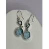 925 Sterling Silver Larimar & Topaz Earrings Length 1.7 Inch