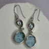 925 Sterling Silver Larimar & Topaz Earrings Length 1.7 Inch