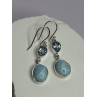925 Sterling Silver Larimar & Topaz Earrings Length 1.7 Inch