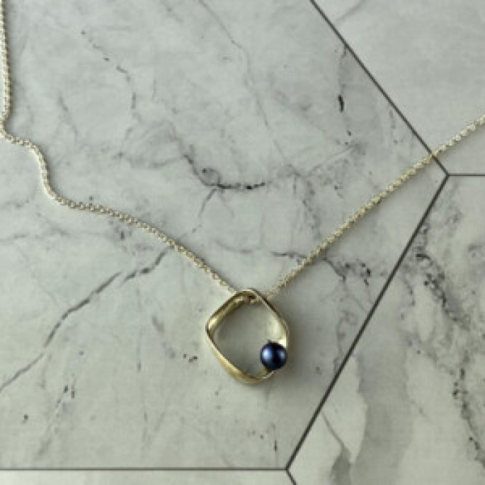 925 Sterling Silver Pearl Chain With Pendant Italy