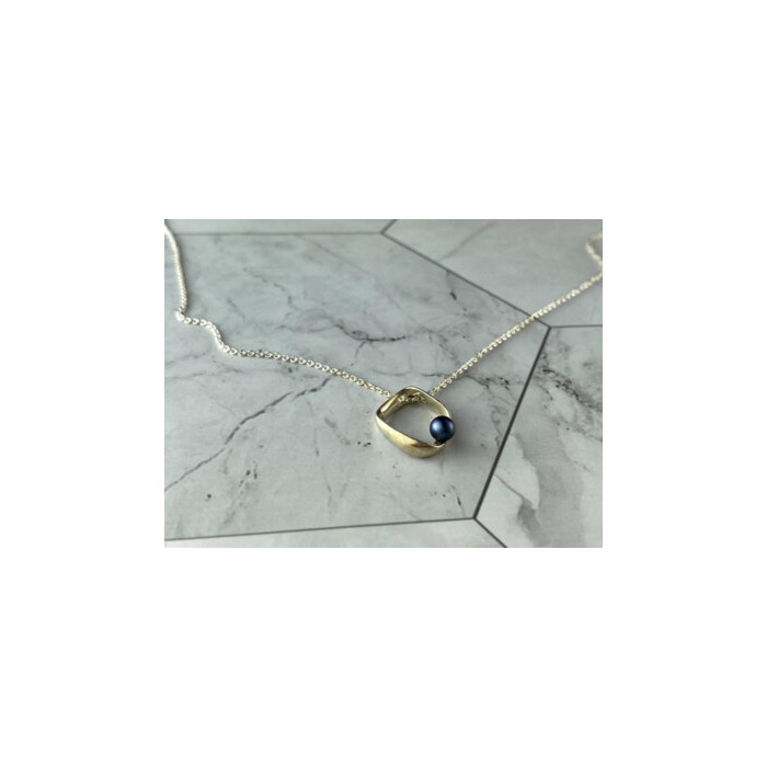 925 Sterling Silver Pearl Chain With Pendant Italy