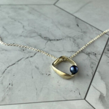 925 Sterling Silver Pearl Chain With Pendant Italy