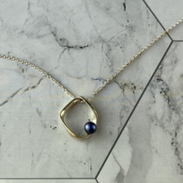 925 Sterling Silver Pearl Chain With Pendant Italy