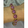 925 STERLING SILVER GOLD PLATED PINK MYSTIC TOPAZ BRACELET LENGTH 8.5 INCH