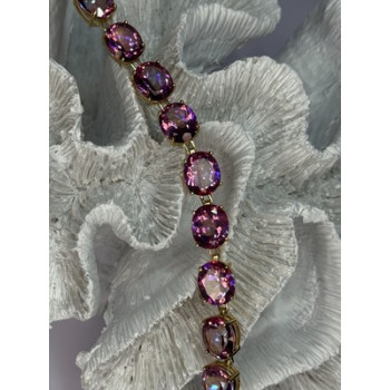 925 STERLING SILVER GOLD PLATED PINK MYSTIC TOPAZ BRACELET LENGTH 8.5 INCH