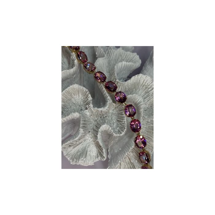 925 STERLING SILVER GOLD PLATED PINK MYSTIC TOPAZ BRACELET LENGTH 8.5 INCH