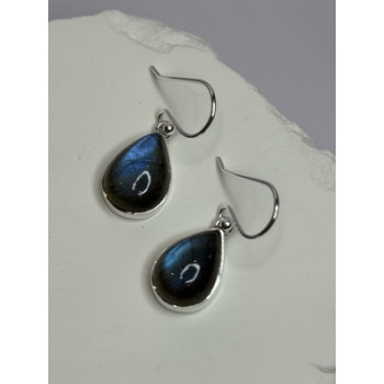 925 Sterling Silver Labradorite Earrings Length 1.2 Inch