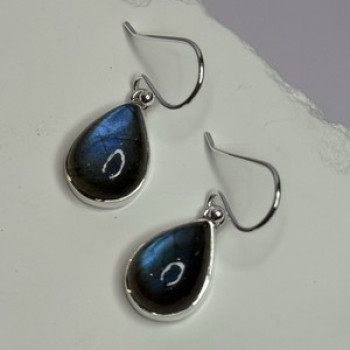 925 Sterling Silver Labradorite Earrings Length 1.2 Inch