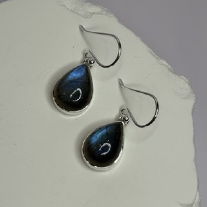 925 Sterling Silver Labradorite Earrings Length 1.2 Inch