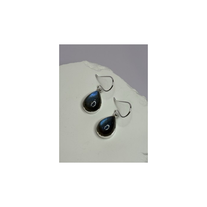 925 Sterling Silver Labradorite Earrings Length 1.2 Inch