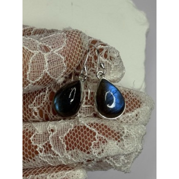925 Sterling Silver Labradorite Earrings Length 1.2 Inch