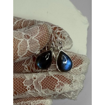 925 Sterling Silver Labradorite Earrings Length 1.2 Inch