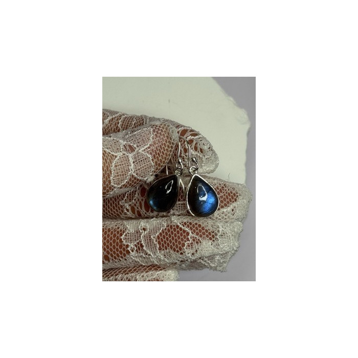 925 Sterling Silver Labradorite Earrings Length 1.2 Inch