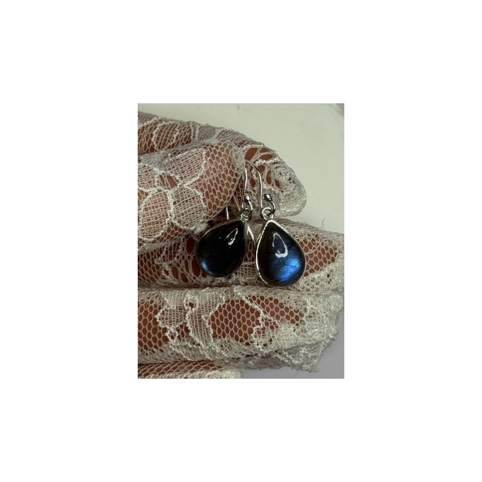 925 Sterling Silver Labradorite Earrings Length 1.2 Inch