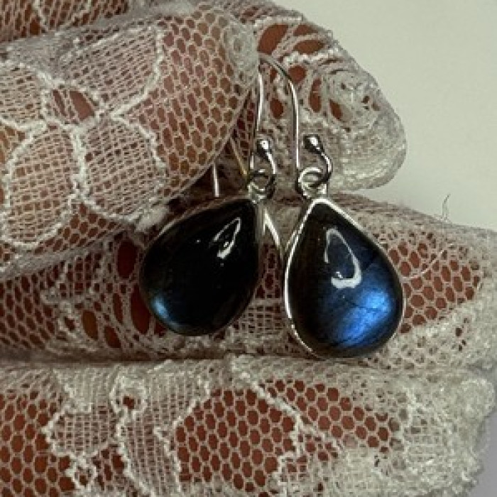 925 Sterling Silver Labradorite Earrings Length 1.2 Inch