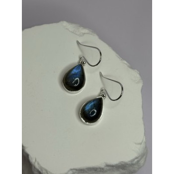 925 Sterling Silver Labradorite Earrings Length 1.2 Inch