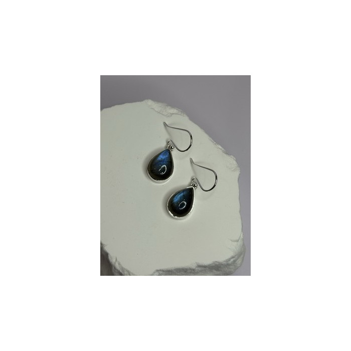 925 Sterling Silver Labradorite Earrings Length 1.2 Inch