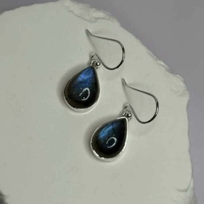 925 Sterling Silver Labradorite Earrings Length 1.2 Inch