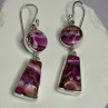 925 Sterling Silver Pink Oyster Turquoise Earrings Length 2 Inch