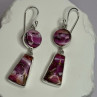 925 Sterling Silver Pink Oyster Turquoise Earrings Length 2 Inch