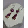 925 Sterling Silver Pink Oyster Turquoise Earrings Length 2 Inch