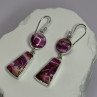 925 Sterling Silver Pink Oyster Turquoise Earrings Length 2 Inch