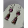 925 Sterling Silver Pink Oyster Turquoise Earrings Length 2 Inch