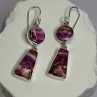 925 Sterling Silver Pink Oyster Turquoise Earrings Length 2 Inch