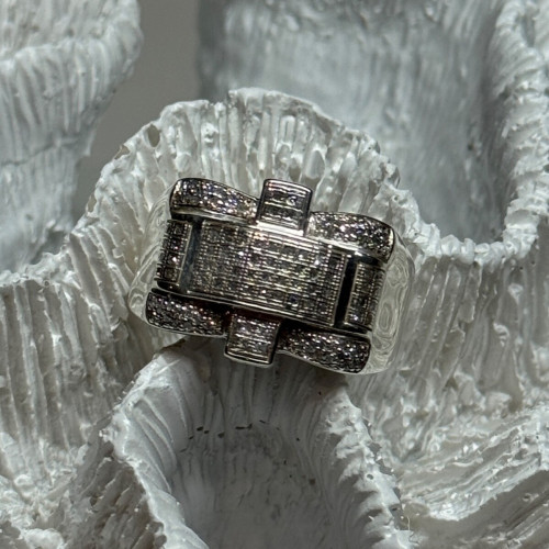 925 Sterling Silver Diamonds Men'S Ring Size 9