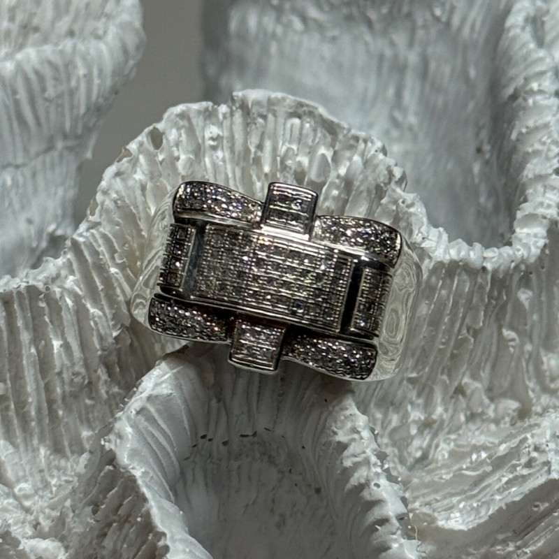 925 Sterling Silver Diamonds Men'S Ring Size 9