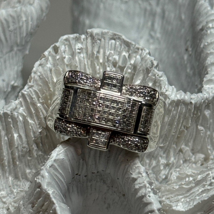 925 Sterling Silver Diamonds Men'S Ring Size 9