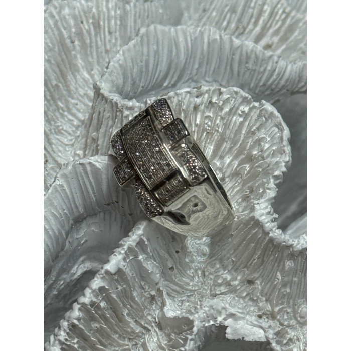 925 Sterling Silver Diamonds Men's Ring Size 9