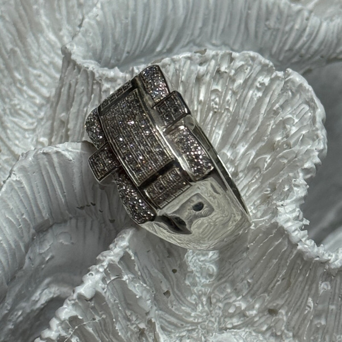 925 Sterling Silver Diamonds Men'S Ring Size 9