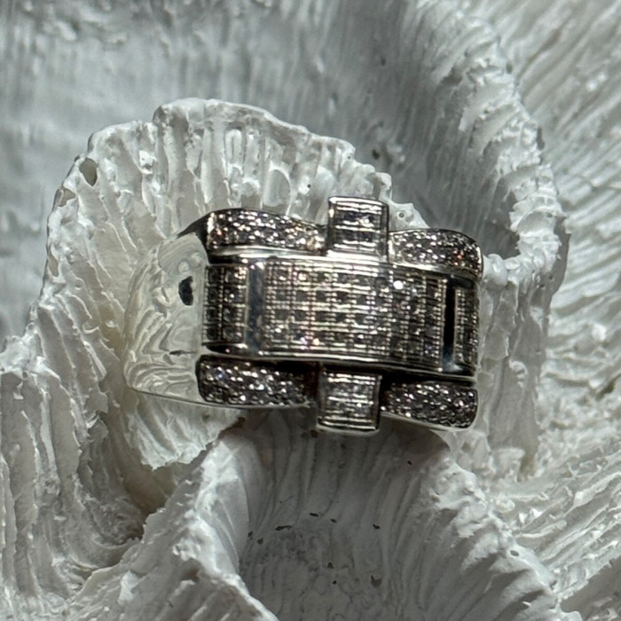 925 Sterling Silver Diamonds Men'S Ring Size 9