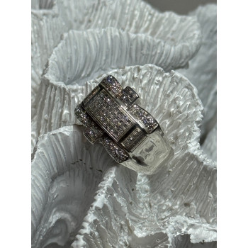 925 Sterling Silver Diamonds Men's Ring Size 9