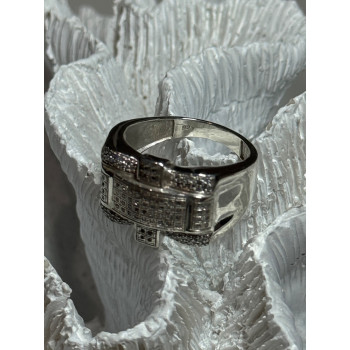 925 Sterling Silver Diamonds Men's Ring Size 9