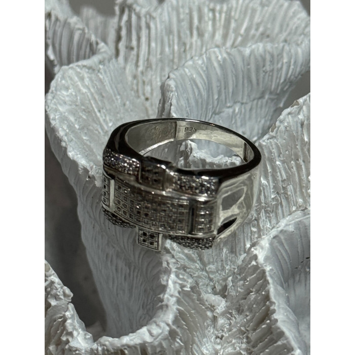 925 Sterling Silver Diamonds Men's Ring Size 9