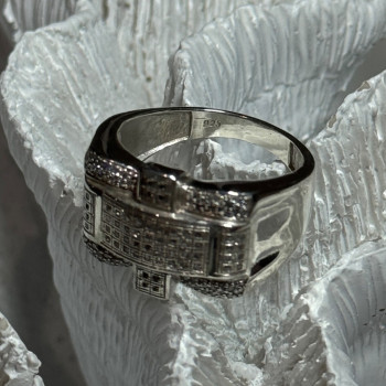925 Sterling Silver Diamonds Men'S Ring Size 9