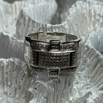 925 Sterling Silver Diamonds Men'S Ring Size 9