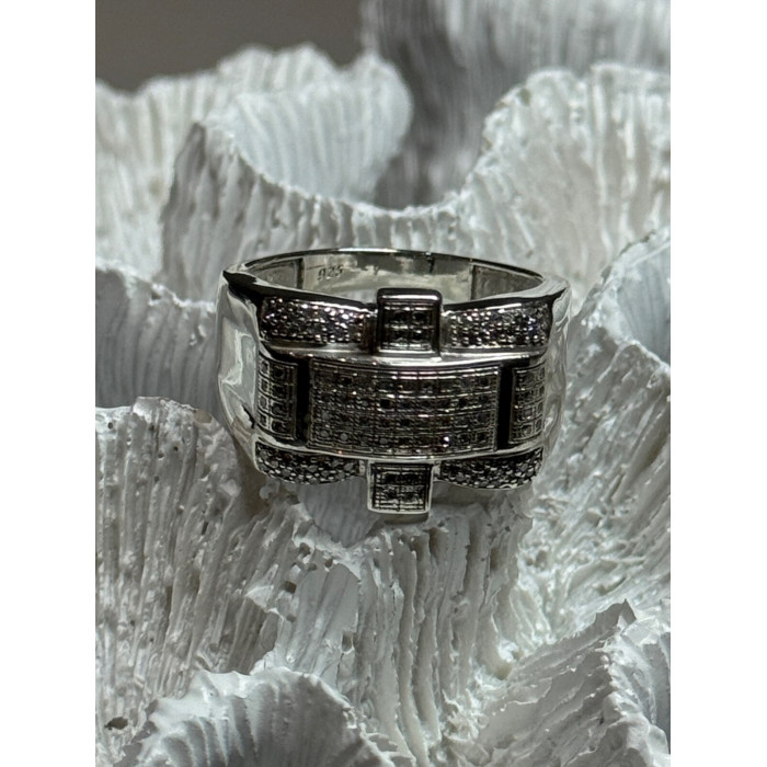 925 Sterling Silver Diamonds Men's Ring Size 9