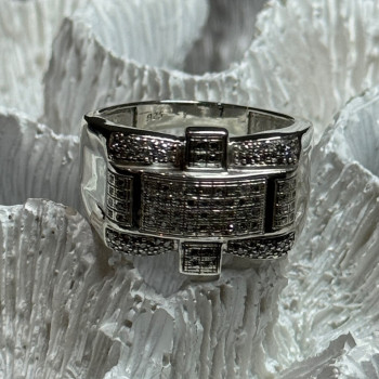 925 Sterling Silver Diamonds Men'S Ring Size 9