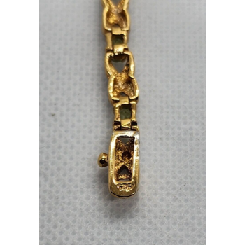 925 STERLING SILVER VERMEIL PERIDOT AND DIAMONDS BRACELET SIZE 7 IN