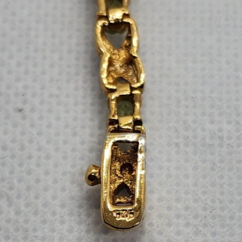925 Sterling Silver Vermeil Peridot AND Diamonds Bracelet Size 7 IN