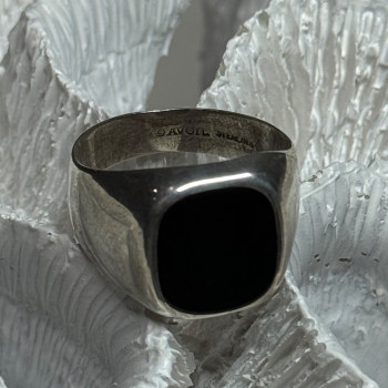 925 Sterling Silver Black Nephrite Men'S Ring Size 10.5