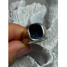925 Sterling Silver Black Nephrite Men's Ring Size 10.5