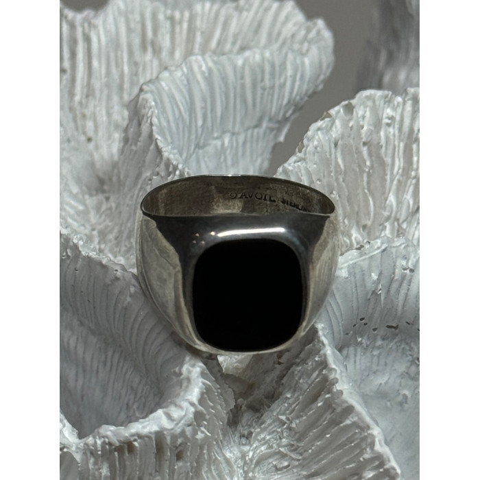 925 Sterling Silver Black Nephrite Men's Ring Size 10.5