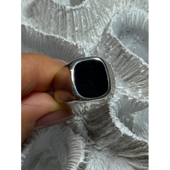 925 Sterling Silver Black Nephrite Men's Ring Size 10.5