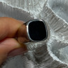 925 Sterling Silver Black Nephrite Men'S Ring Size 10.5