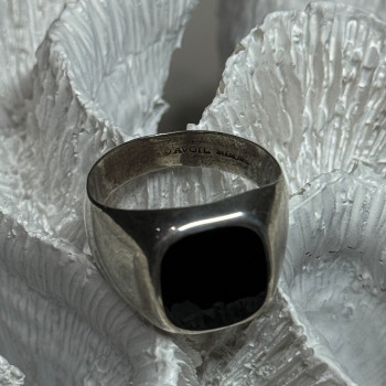 925 Sterling Silver Black Nephrite Men'S Ring Size 10.5