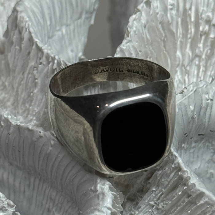 925 Sterling Silver Black Nephrite Men'S Ring Size 10.5